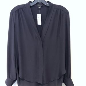 Ann Taylor Navy V-Neck Blouse XS - NWT